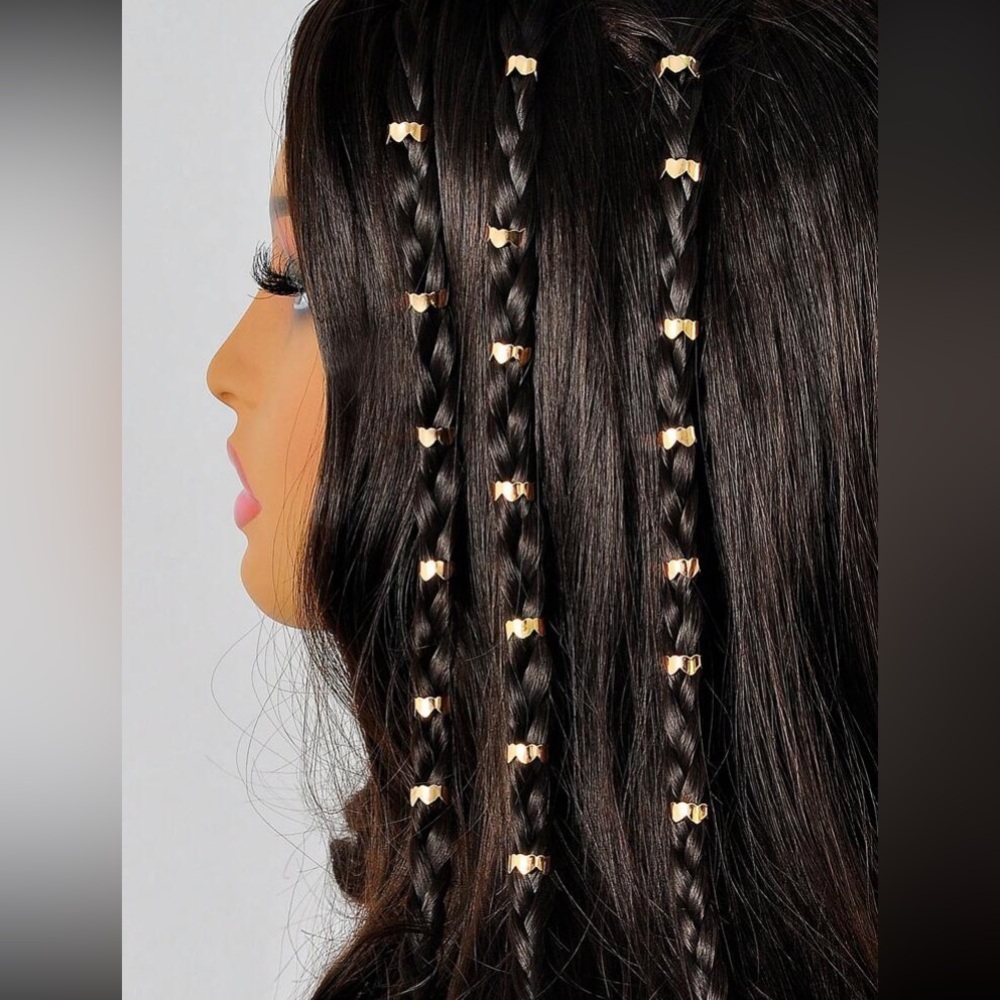 40 Pack Fairy-core Gold Cleopatra Heart Shaped Hair Cuffs Accessories Set Braids